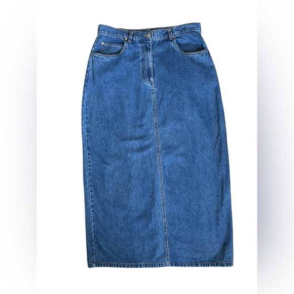 Bill Blass Vintage Midi 100% Cotton Denim Skirt size 14 - Picture 1 of 7